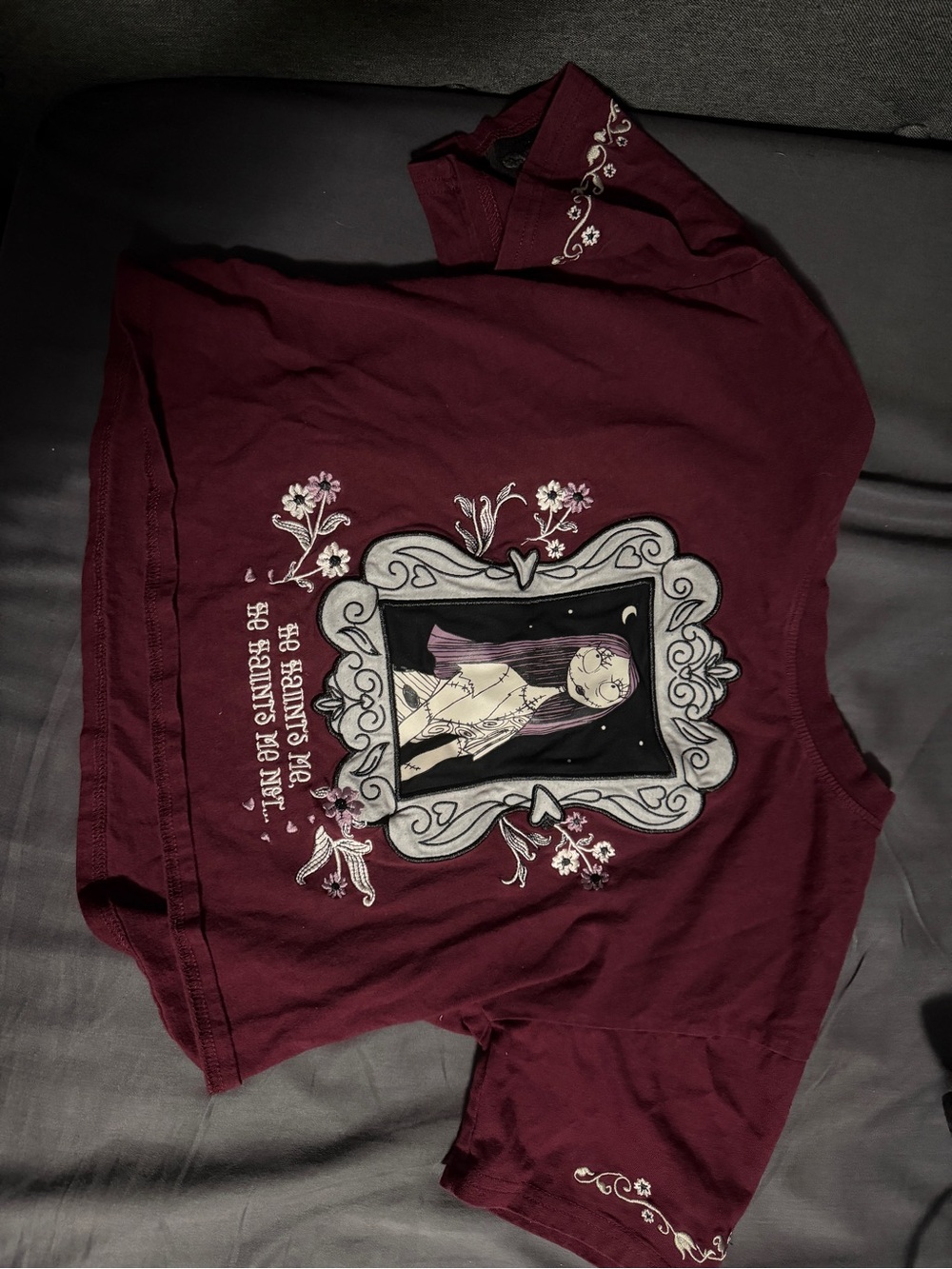 Disney BoxLunch Nightmare Before Christmas Sally Burgundy Crop Top Size Medium
